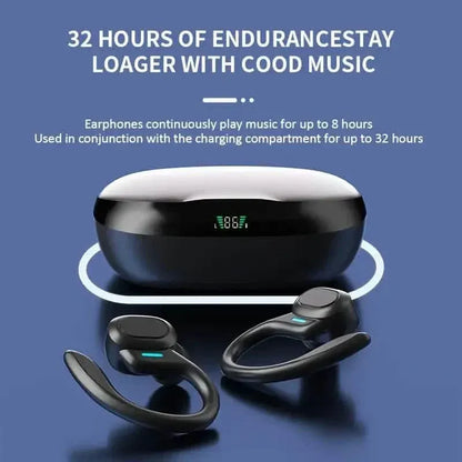 SP16 Wireless Earbuds Headphones with Microphone, Sports Earhook and LED Display Charging Case - A-1 Thread Vault