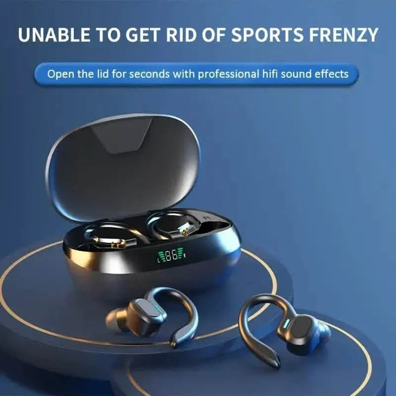 SP16 Wireless Earbuds Headphones with Microphone, Sports Earhook and LED Display Charging Case - A-1 Thread Vault