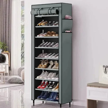 Spacious 9-Grid Non-Woven Fabric Alloy Structure Wardrobe with Dust Cover - A-1 Thread Vault