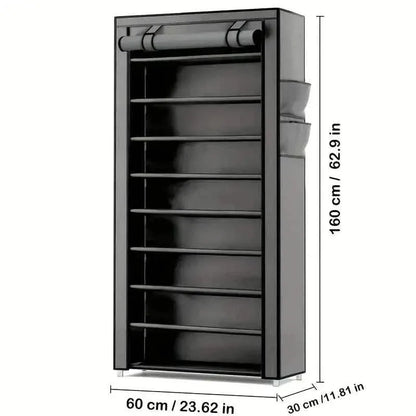 Spacious 9-Grid Non-Woven Fabric Alloy Structure Wardrobe with Dust Cover - A-1 Thread Vault