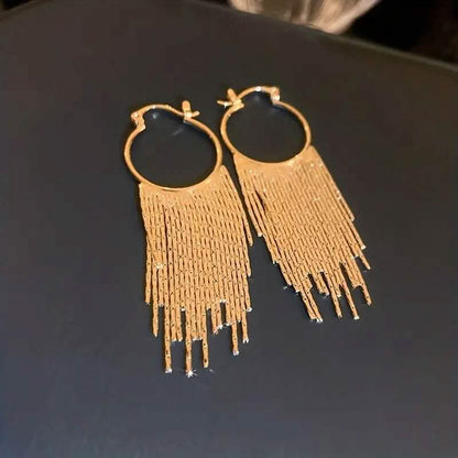 Sparkling Tassel Design Dangle Earrings - A-1 Thread Vault