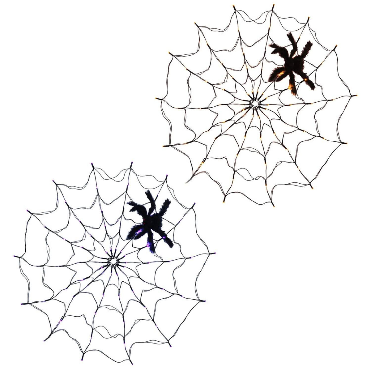 Spider Web Light with Hairy Spider 70LED Battery Powered Remote Control 8 Lighting Modes - A-1 Thread Vault