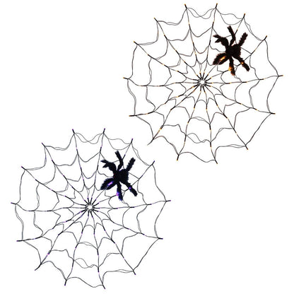 Spider Web Light with Hairy Spider 70LED Battery Powered Remote Control 8 Lighting Modes - A-1 Thread Vault