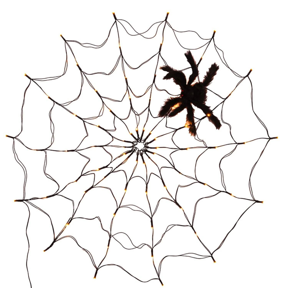 Spider Web Light with Hairy Spider 70LED Battery Powered Remote Control 8 Lighting Modes - A-1 Thread Vault