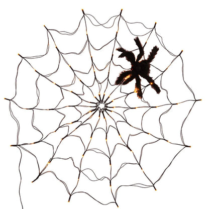Spider Web Light with Hairy Spider 70LED Battery Powered Remote Control 8 Lighting Modes - A-1 Thread Vault