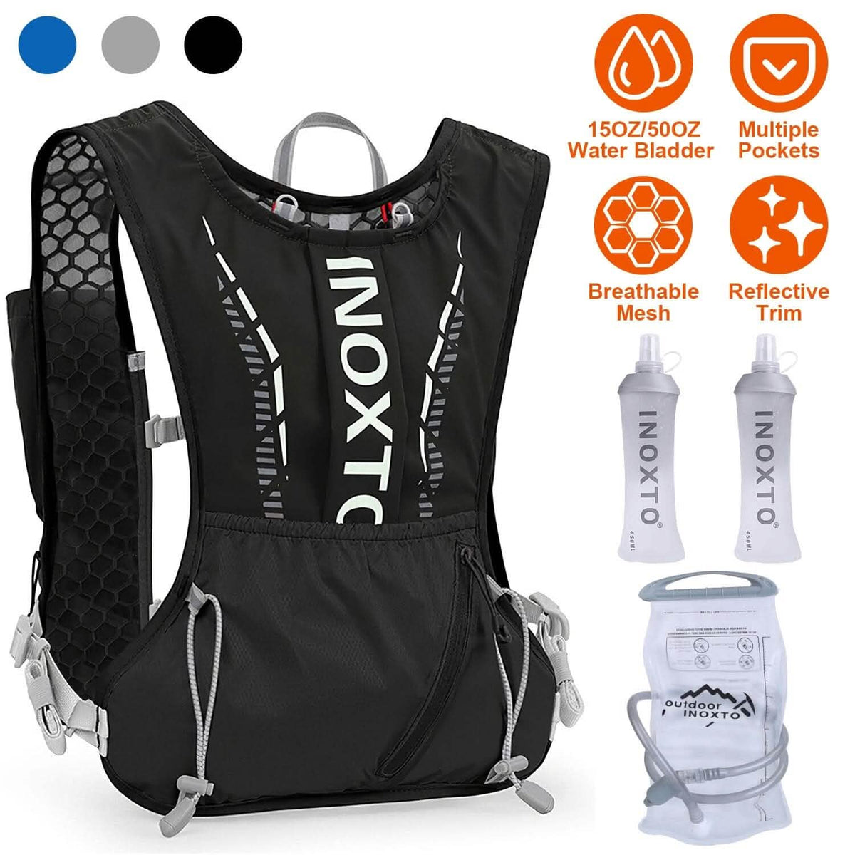 Sport Hydration Vest Running Backpack with 15oz, 50oz Water Bladder - A-1 Thread Vault