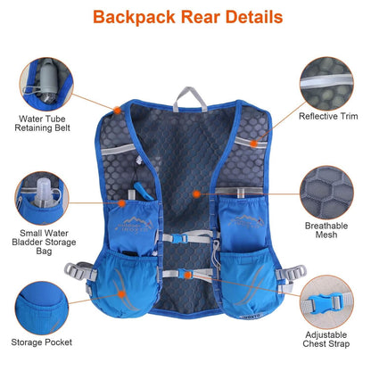 Sport Hydration Vest Running Backpack with 15oz, 50oz Water Bladder - A-1 Thread Vault