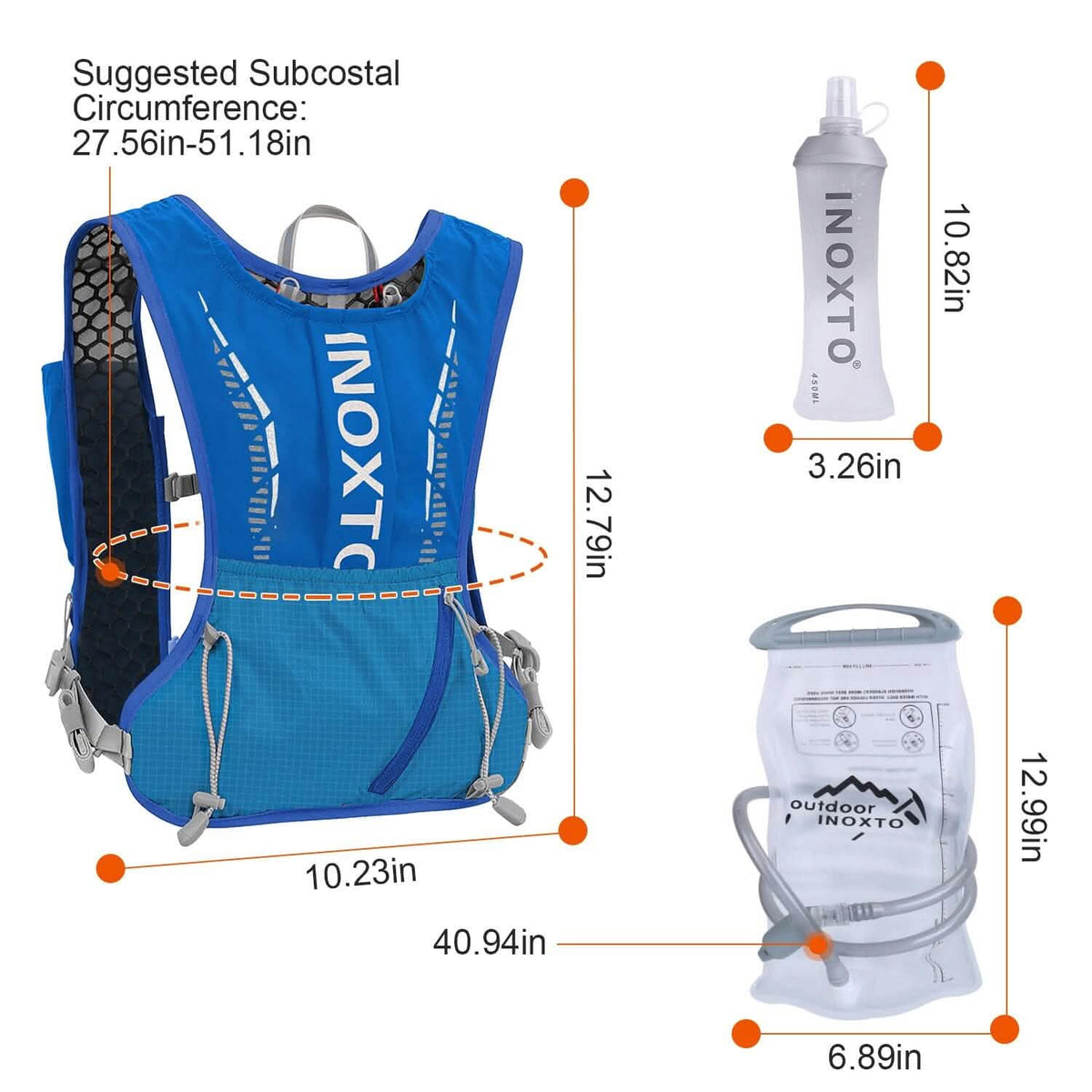Sport Hydration Vest Running Backpack with 15oz, 50oz Water Bladder - A-1 Thread Vault