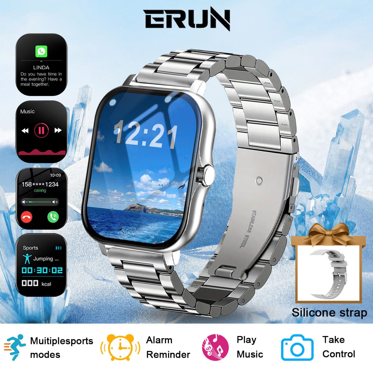 Sports Outdoor Smart Watch H Step Count Statistics Sleep Monitoring Bluetooth Call - A-1 Thread Vault