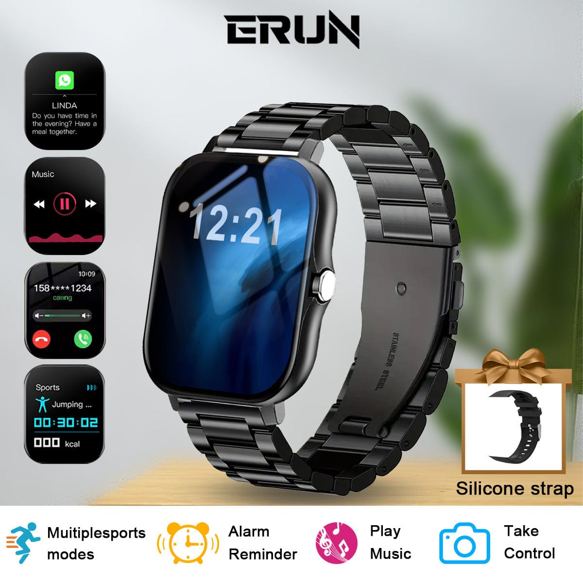 Sports Outdoor Smart Watch H Step Count Statistics Sleep Monitoring Bluetooth Call - A-1 Thread Vault