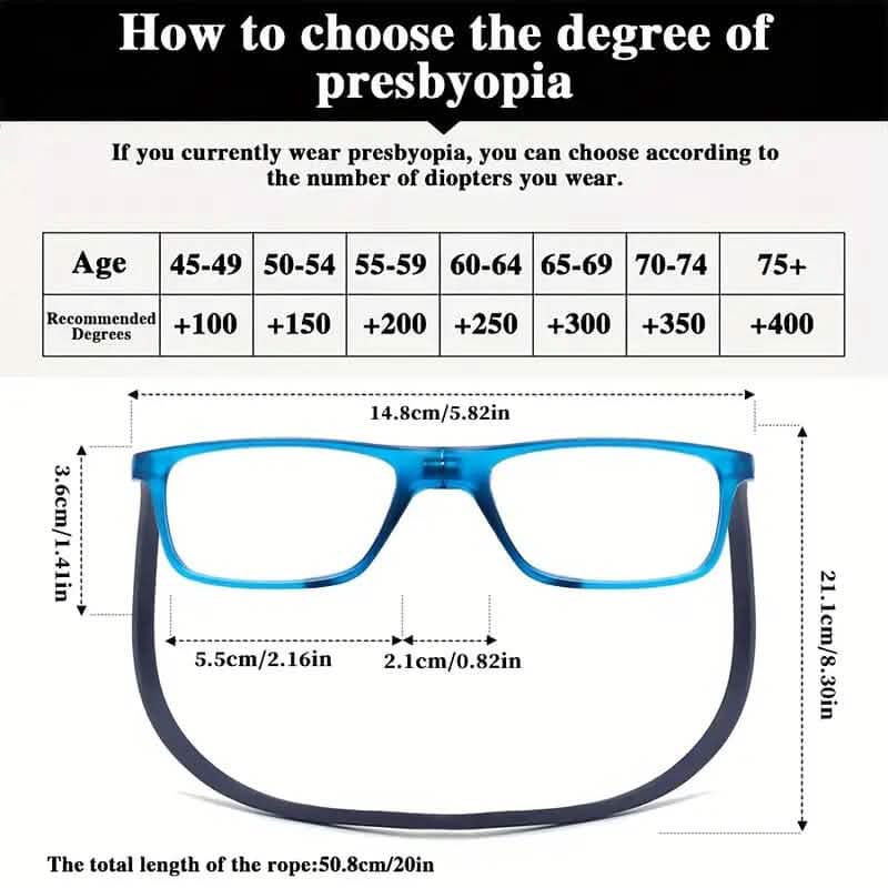 Square Magnetic Neck Fashion Reading Glasses - A-1 Thread Vault