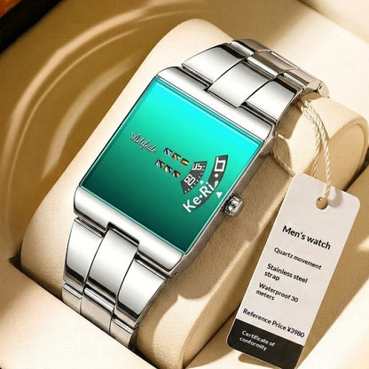 Square Quartz Waterproof Steel-band Luxury Mens Wristwatch - A-1 Thread Vault