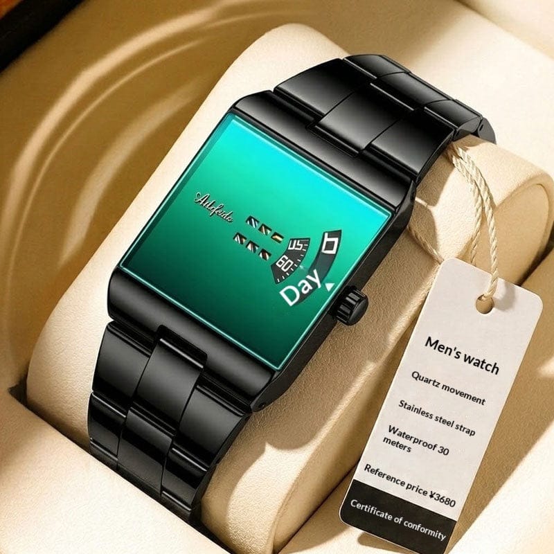 Square Quartz Waterproof Steel-band Luxury Mens Wristwatch - A-1 Thread Vault