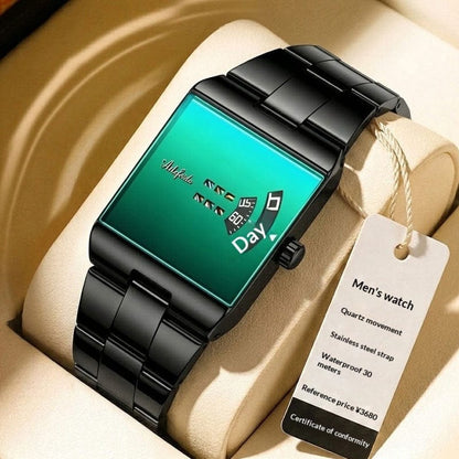 Square Quartz Waterproof Steel-band Luxury Mens Wristwatch - A-1 Thread Vault
