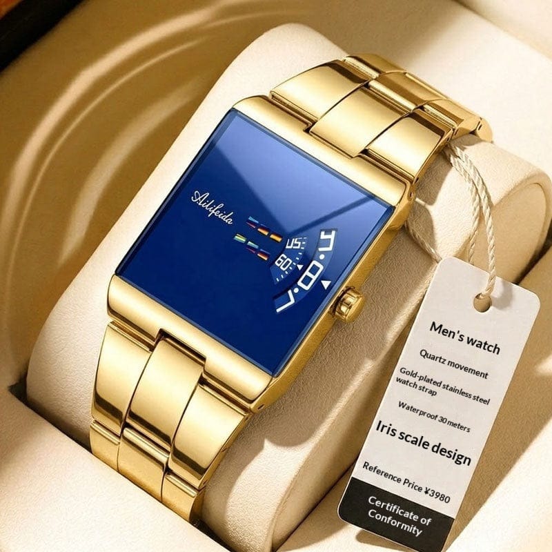 Square Quartz Waterproof Steel-band Luxury Mens Wristwatch - A-1 Thread Vault