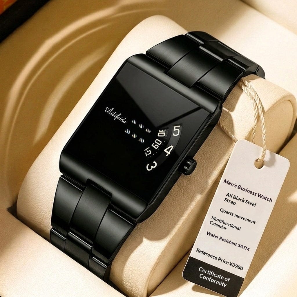 Square Quartz Waterproof Steel-band Luxury Mens Wristwatch - A-1 Thread Vault