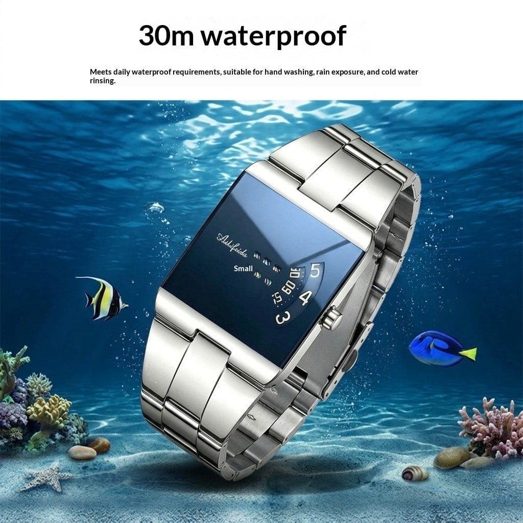Square Quartz Waterproof Steel-band Luxury Mens Wristwatch - A-1 Thread Vault