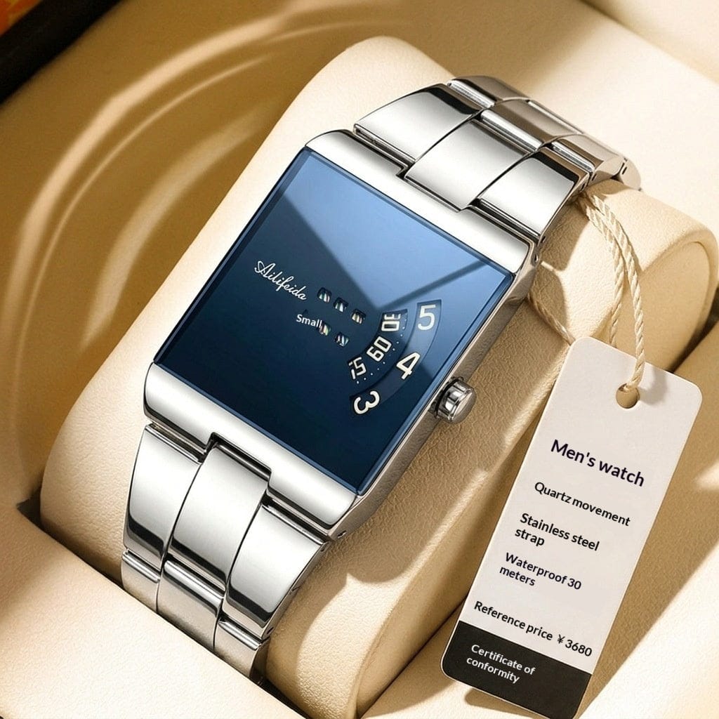 Square Quartz Waterproof Steel-band Luxury Mens Wristwatch - A-1 Thread Vault