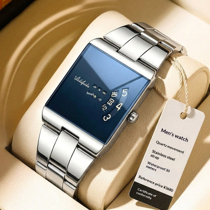 Square Quartz Waterproof Steel-band Luxury Mens Wristwatch - A-1 Thread Vault