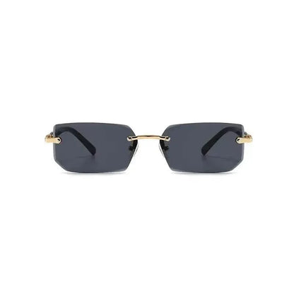 Square Rimless Vintage Sunglasses Stylish Design Golden Frame Black Hip Hop Sunglasses - A-1 Thread Vault