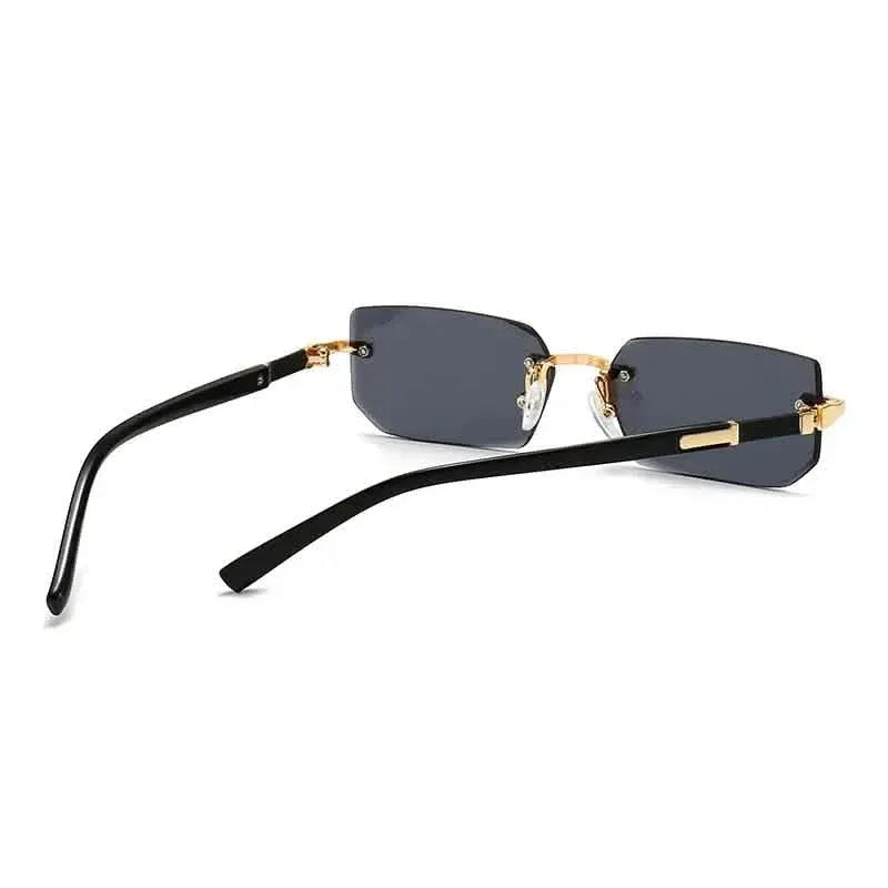 Square Rimless Vintage Sunglasses Stylish Design Golden Frame Black Hip Hop Sunglasses - A-1 Thread Vault