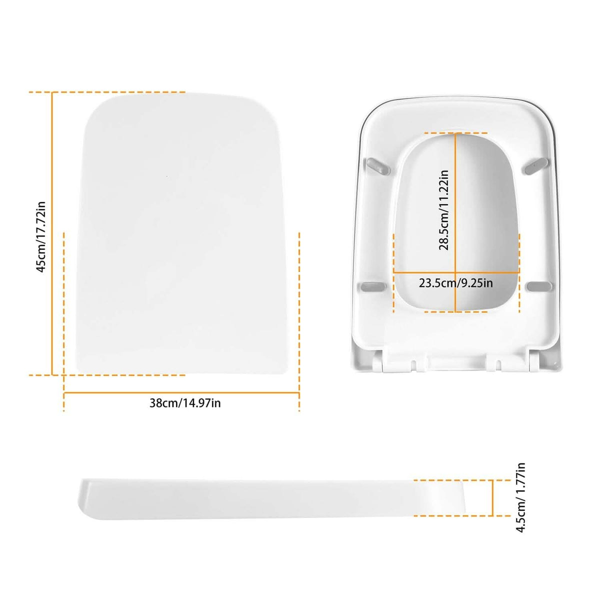Square Toilet Seat with Grip-Tight Seat Bumpers - A-1 Thread Vault