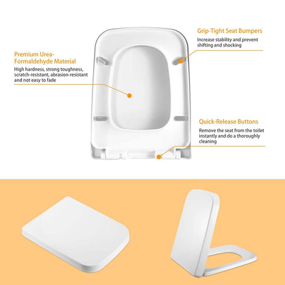 Square Toilet Seat with Grip-Tight Seat Bumpers - A-1 Thread Vault