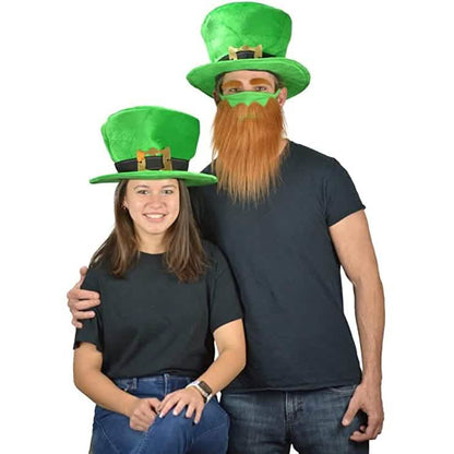 St. Patrick's Day Beard Face Mask and Green Hat Leprechaun Costume for Adults - A-1 Thread Vault