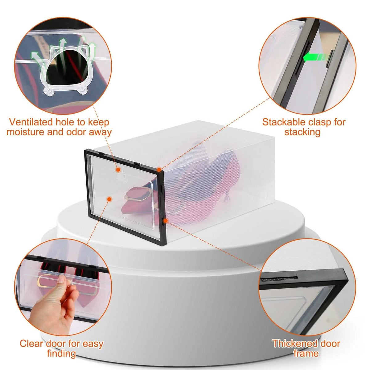 Stackable Shoe Storage Bin Transparent Dustproof - A-1 Thread Vault