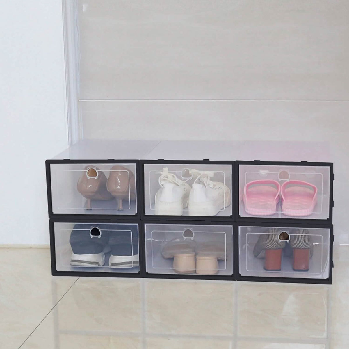 Stackable Shoe Storage Bin Transparent Dustproof - A-1 Thread Vault