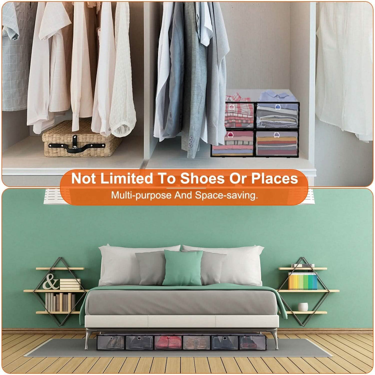 Stackable Shoe Storage Bin Transparent Dustproof - A-1 Thread Vault