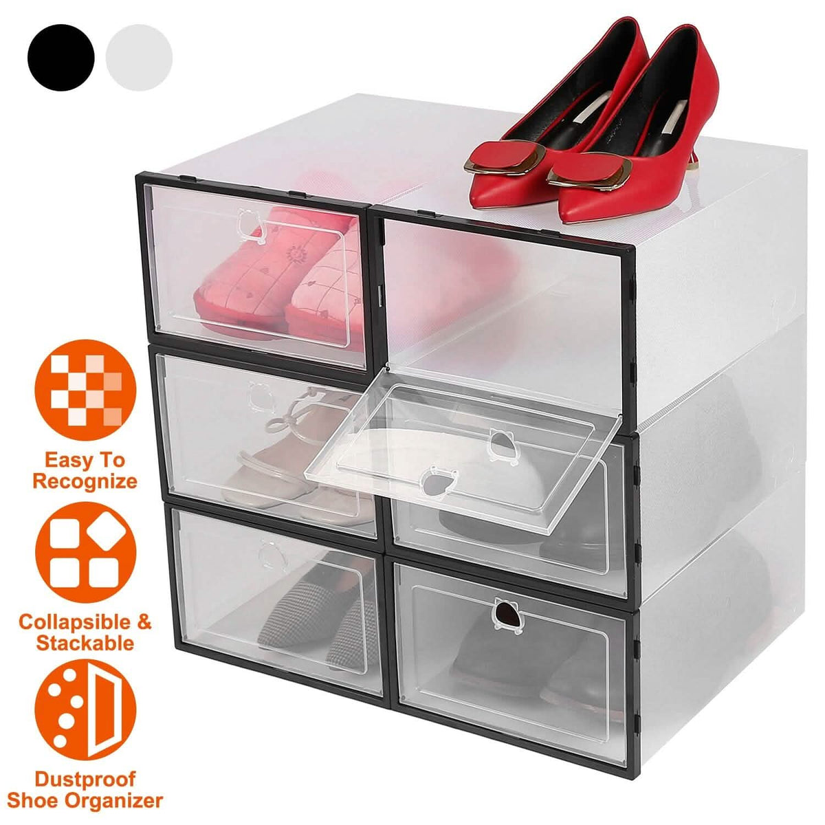 Stackable Shoe Storage Bin Transparent Dustproof - A-1 Thread Vault
