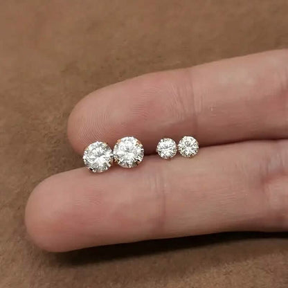 Stainless Steel 18K Gold Four-Claw Twisted Ball Zirconia Earrings - A-1 Thread Vault