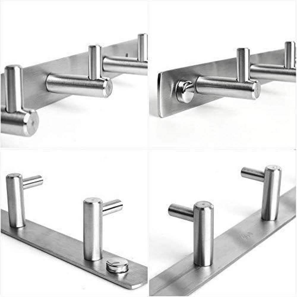 Stainless Steel 24" Wall Mounted Rack with 8 Hooks - Silver - A-1 Thread Vault