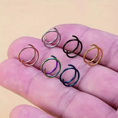 Stainless Steel Double Helix Nose Ring – 14K Gold Plated Hot Style Piercing Jewelry for Women - A-1 Thread Vault