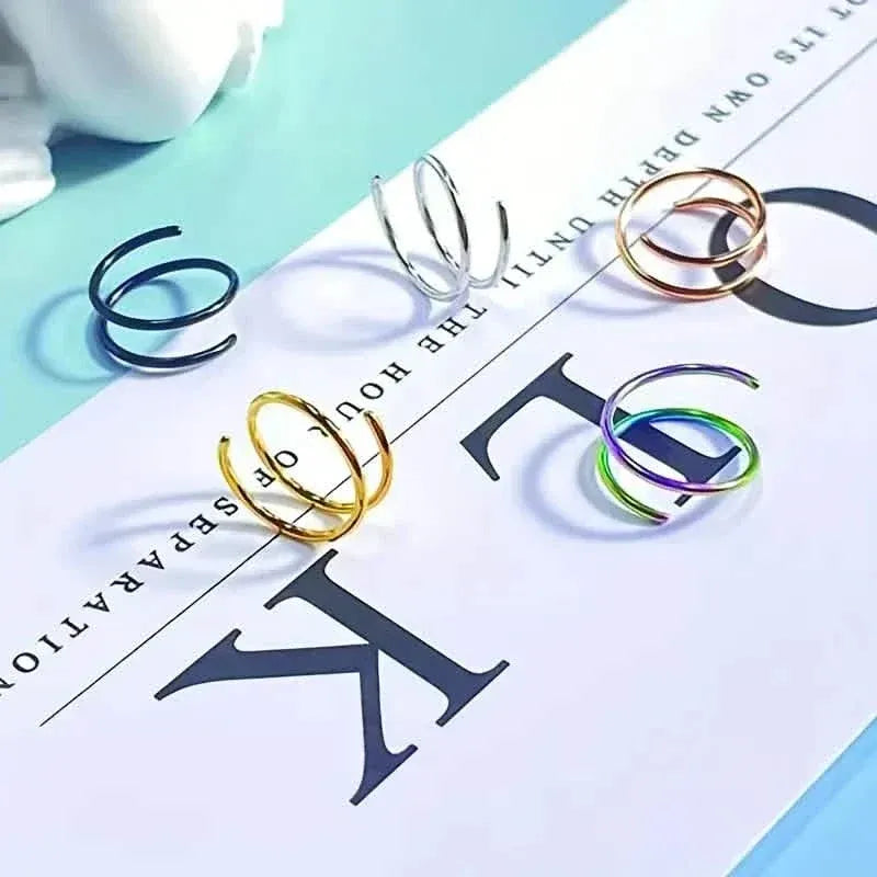 Stainless Steel Double Helix Nose Ring – 14K Gold Plated Hot Style Piercing Jewelry for Women - A-1 Thread Vault