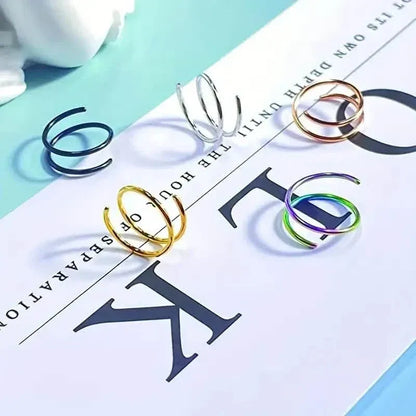 Stainless Steel Double Helix Nose Ring – 14K Gold Plated Hot Style Piercing Jewelry for Women - A-1 Thread Vault