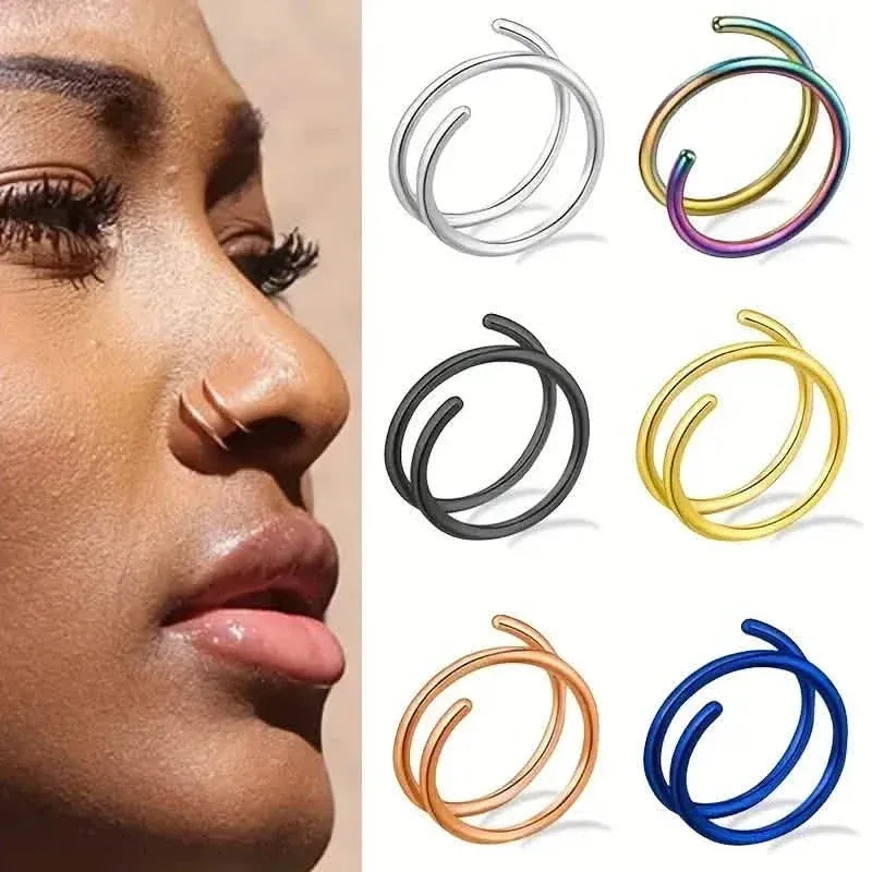 Stainless Steel Double Helix Nose Ring – 14K Gold Plated Hot Style Piercing Jewelry for Women - A-1 Thread Vault