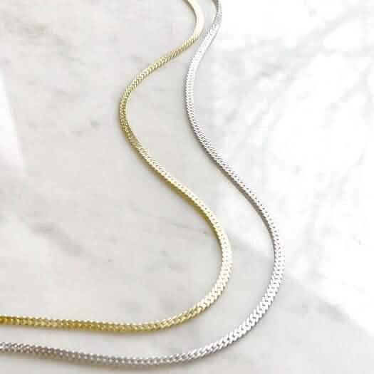 Stainless Steel Flat Snake Bone Chain Necklace - A-1 Thread Vault
