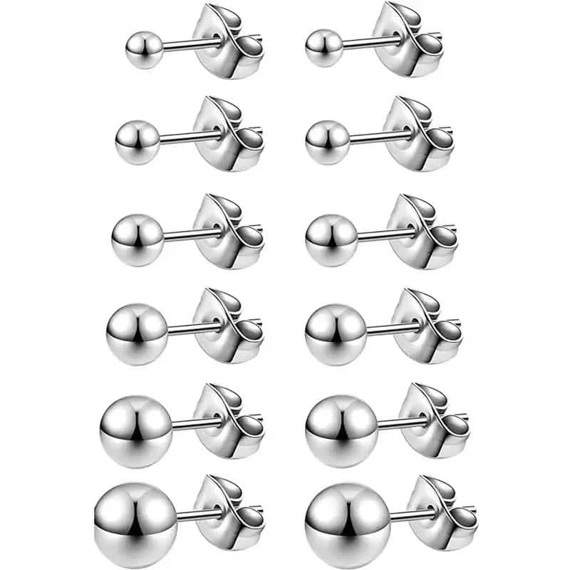 Stainless Steel Hypoallergenic Ball Shaped Stud Earrings - A-1 Thread Vault