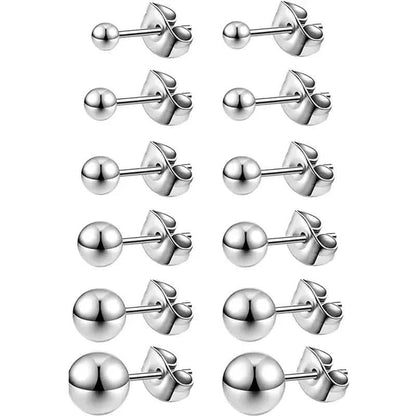 Stainless Steel Hypoallergenic Ball Shaped Stud Earrings - A-1 Thread Vault