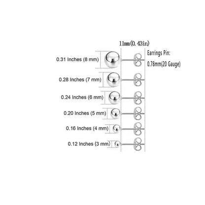 Stainless Steel Hypoallergenic Ball Shaped Stud Earrings - A-1 Thread Vault