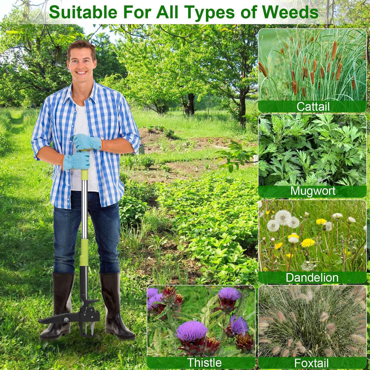 Standup Aluminum Weed Puller with 4 Claws - A-1 Thread Vault