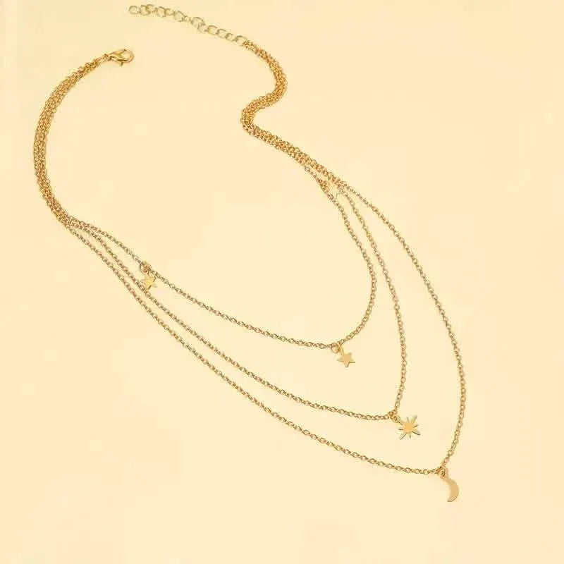 Star Moon Multi-layer Pendant Necklace - A-1 Thread Vault