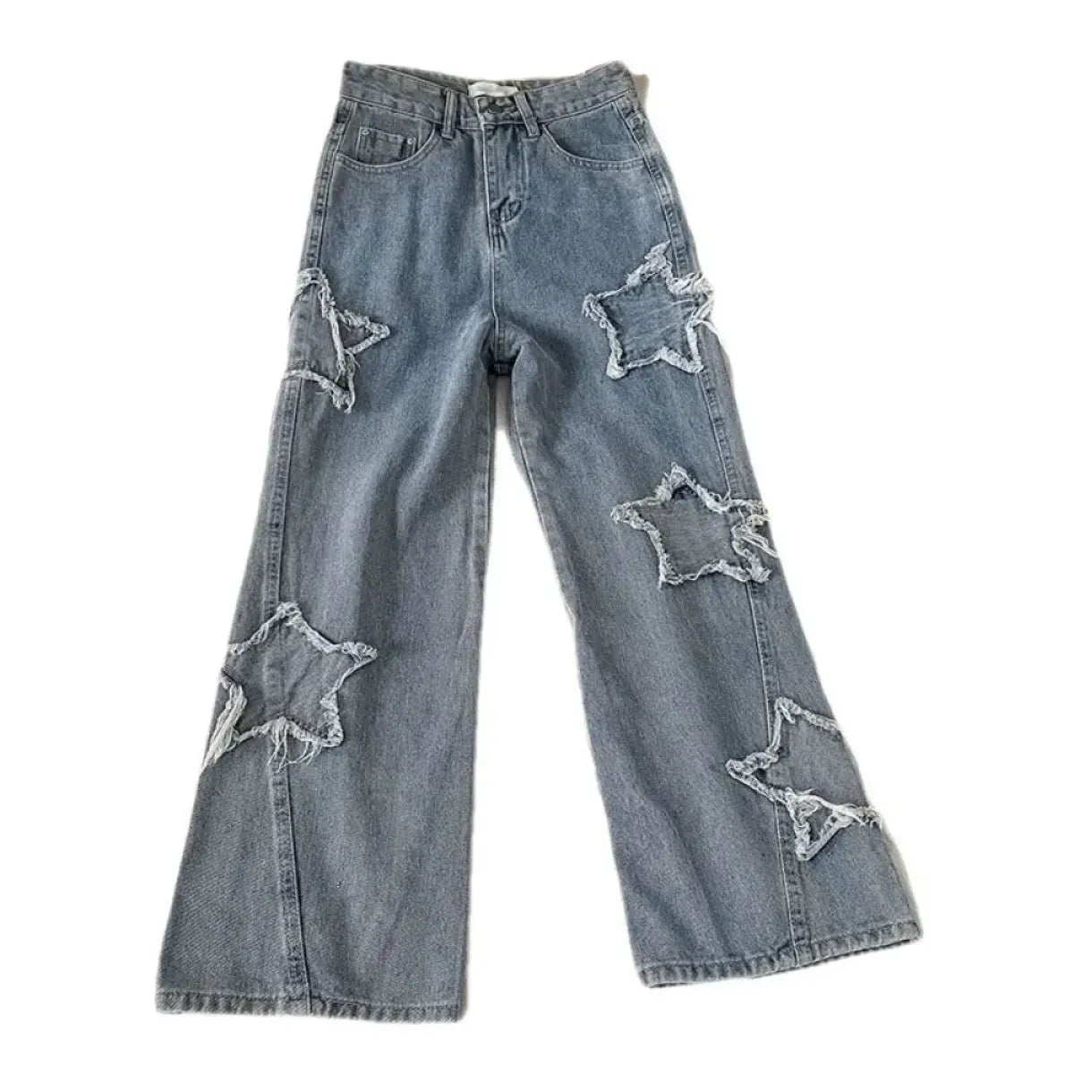 Star Patch Ripped High Waist Straight Leg Jeans – Women's Loose Fit Denim - A-1 Thread Vault
