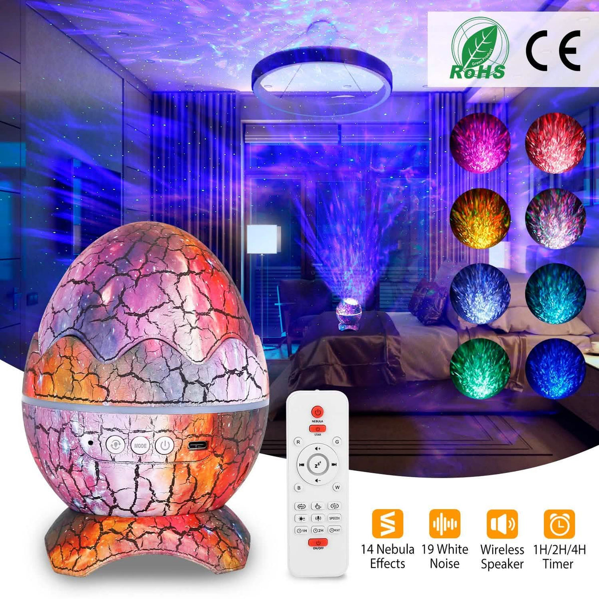 Star Project Lamp Galaxy Light Dinosaur Egg with Wireless Speaker and Remote Control - A-1 Thread Vault