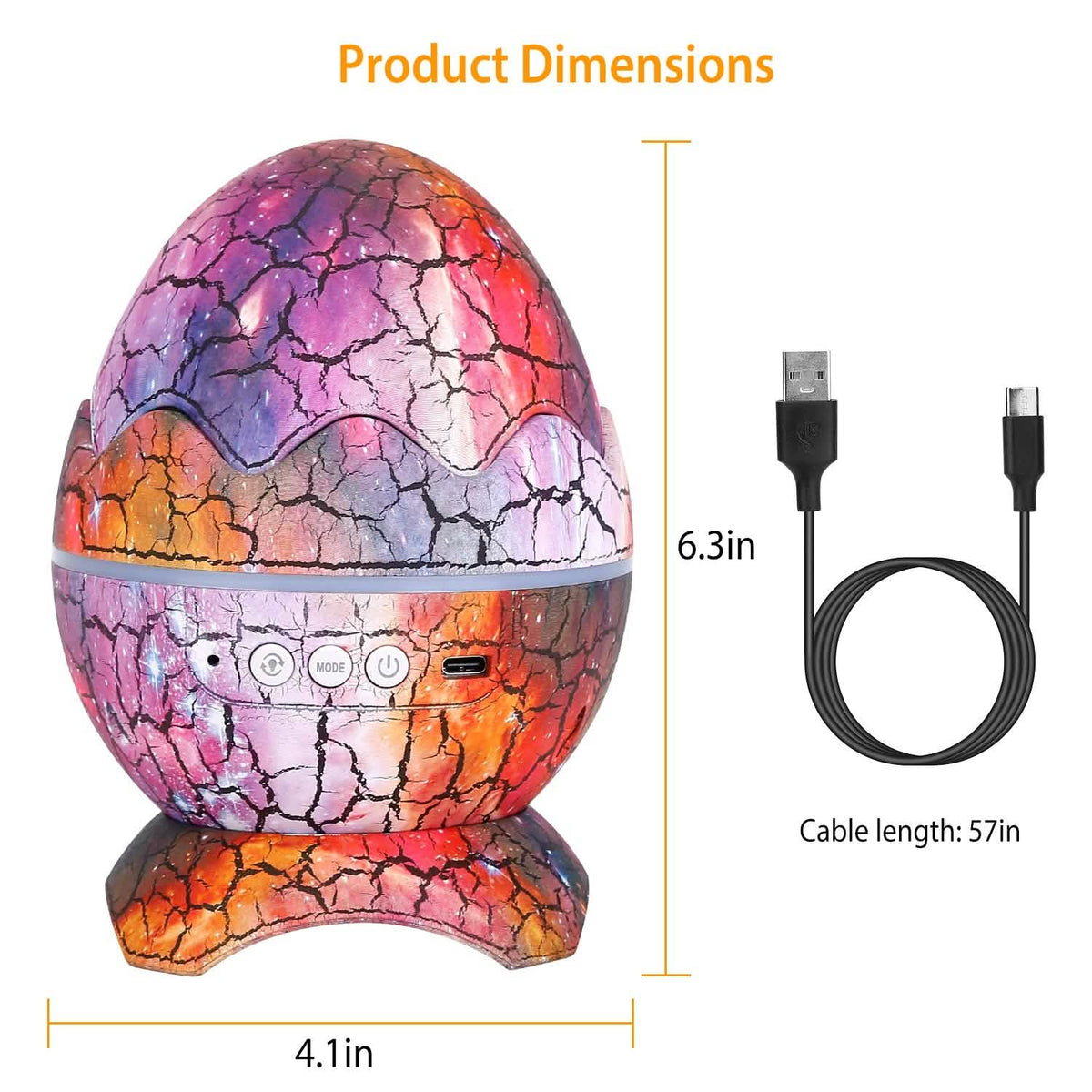 Star Project Lamp Galaxy Light Dinosaur Egg with Wireless Speaker and Remote Control - A-1 Thread Vault