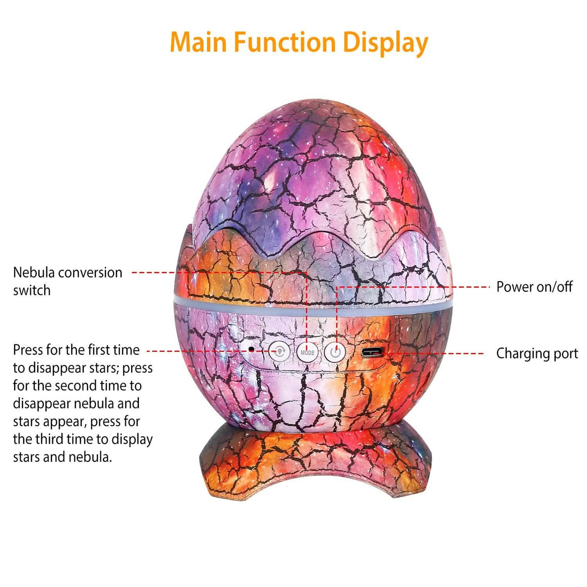 Star Project Lamp Galaxy Light Dinosaur Egg with Wireless Speaker and Remote Control - A-1 Thread Vault