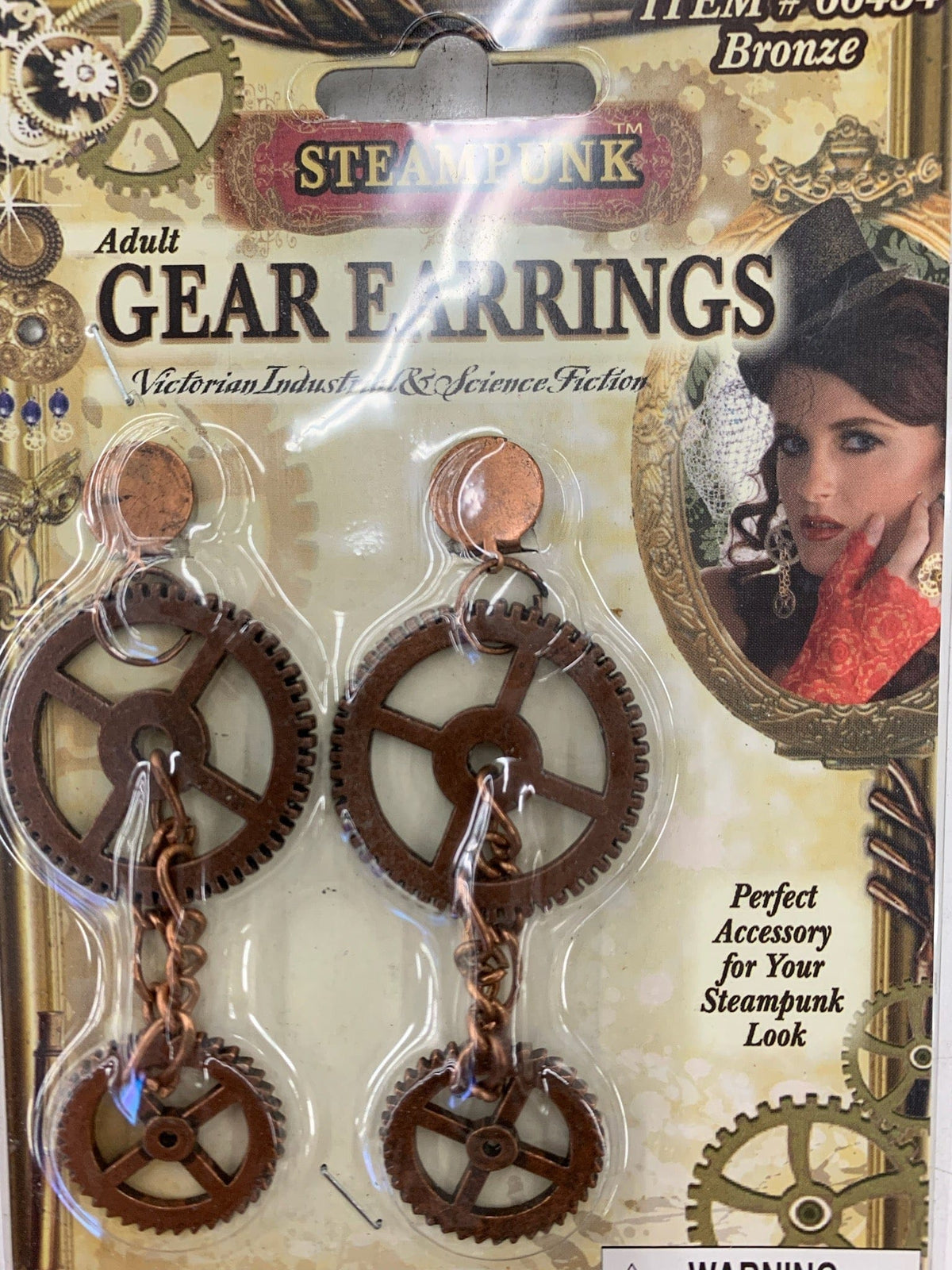 Steampunk Victorian Costume Bronze Gear Earrings - A-1 Thread Vault