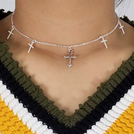 Sterling Silver Cross Lariat Necklace - A-1 Thread Vault